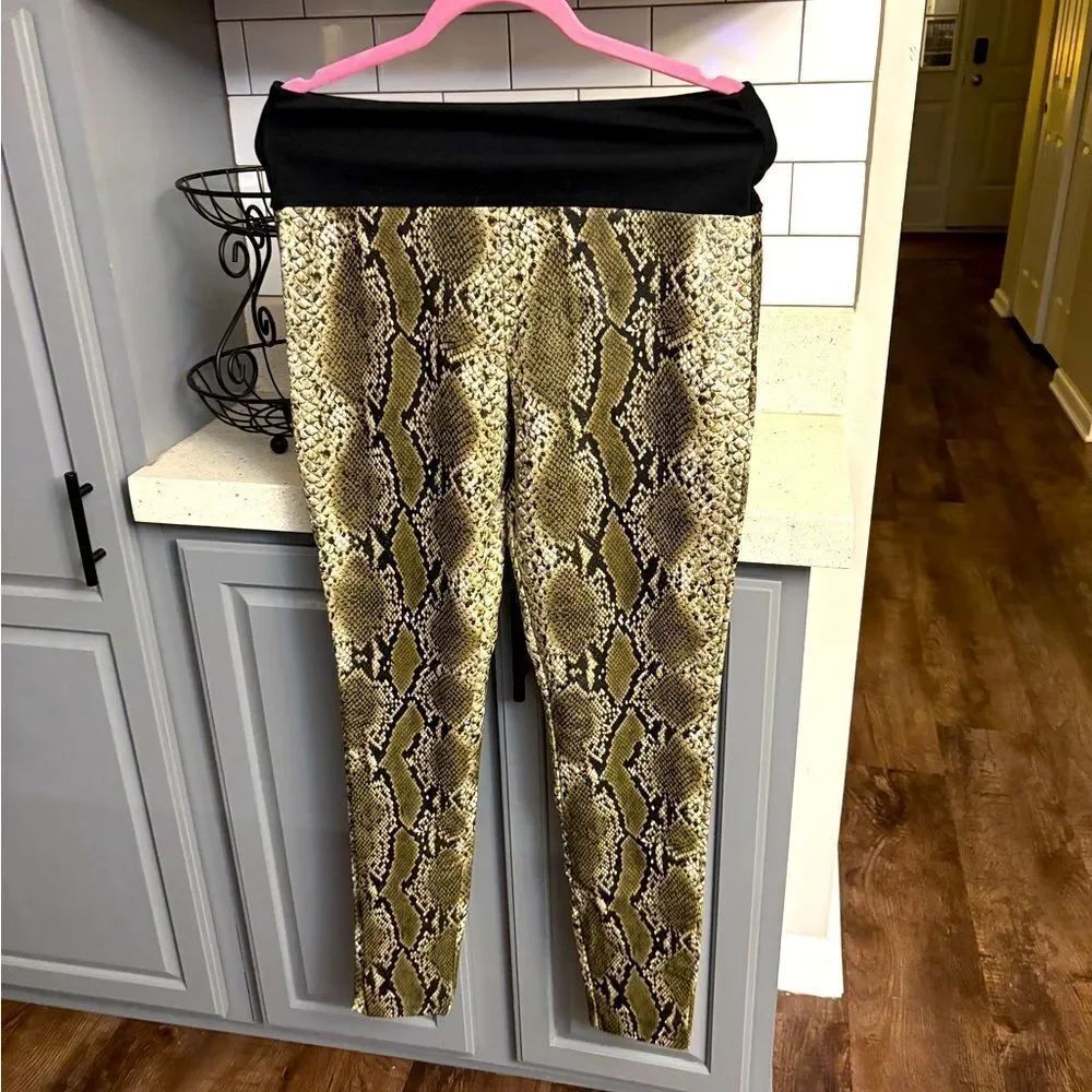 Snake Print Leggings with Black Waistband from Assests by Spanx